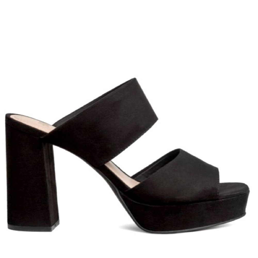H&M Suede Block Heel Mules